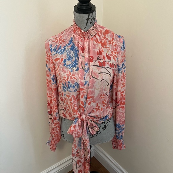 500 Maison Cinqcent Floral Tie-Up Blouse, M - Picture 1 of 7